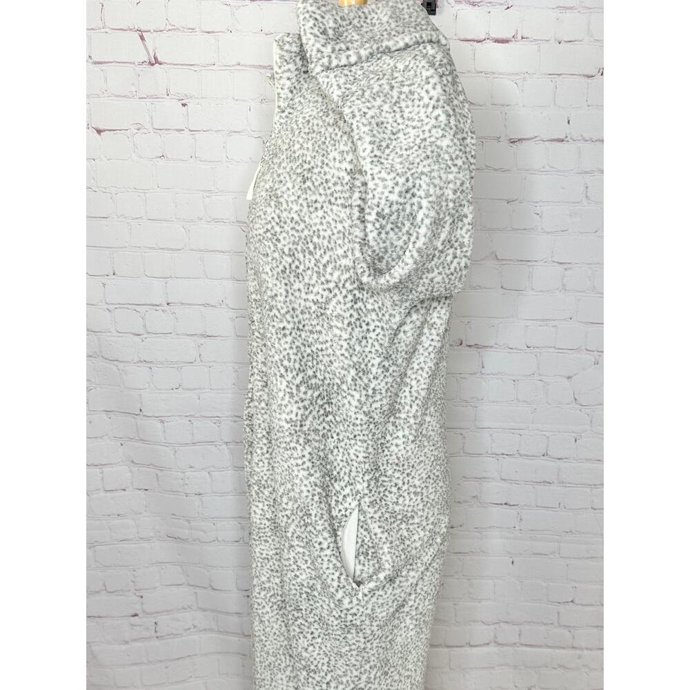 Oscar De La Renta White Gray Animal Print Fleece Zip Robe Women's XL Housecoat - Picture 7 of 9